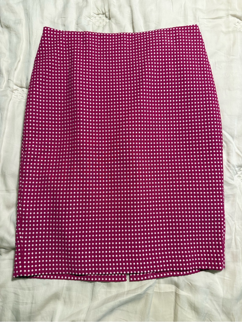Ann Taylor Fuchsia White Polka Dot Pencil Skirt